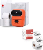Orange Phomemo M110S Label Maker Set With 1 40X30Mm Label, Mini, And Business. - £77.06 GBP