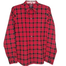 Chaps Womens Shirt Size Medium Long Sleeve Button Up Collared Red Plaid - £11.85 GBP