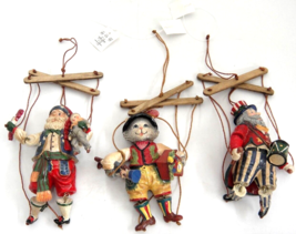 Marionette Puppet Ornaments Lot of 3 Uncle Sam Puss n Boots Gypsy 4&quot; Tall - £11.82 GBP