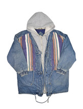 Vintage Stefano International Jacket Womens 16 XL Striped Hooded Denim O... - £18.51 GBP