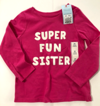 Cat &amp; Jack Girl&#39;s Hot Magenta Pink Super Fun Sister Long Sleeve T-Shirt ... - £9.59 GBP