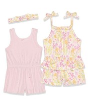 Yellow &amp; Pink Floral &amp; Stripe Rompoer Set - £7.90 GBP