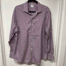 Brooks Brothers Purple Checkered Non-Iron Long Sleeve Button Up Shirt Me... - $21.78