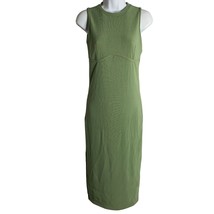 Forever 21 Bodycon Sheath Dress M Green Ribbed Knit Midi Sleeveless Roun... - £13.98 GBP