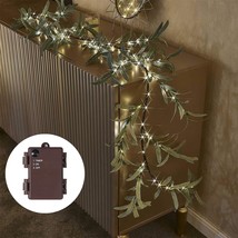 Lighted Olive Garland Battery Operated With Timer 6Ft 96 Led Fairy Light... - £48.57 GBP