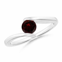 Bar-Set Solitaire Round Garnet Bypass Ring in 14K White Gold Size 4.5 - £258.92 GBP