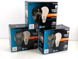 EcoSmart LED Thinner Filament Light Bulbs 6W 450LM 2700K A19 3-Pack of 2 Bulbs - £14.50 GBP