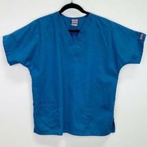 Cherokee Workwear Solid Turquoise Scrub Top Shirt Size Medium M - $6.92
