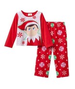 Girls Pajamas Christmas Elf on the Shelf Red White Shirt &amp; Pants Fleece ... - £11.80 GBP