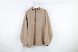 Vtg 90s Streetwear Mens Medium / Large Blank Terry Cloth Half Zip Sweatshirt USA - £35.01 GBP