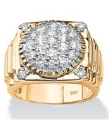 PalmBeach Jewelry Men&#39;s 1.63 TCW CZ Cluster Ring in Gold-Plated Sterling... - £95.08 GBP