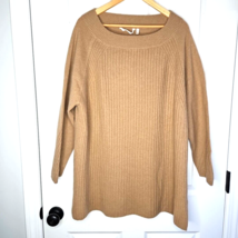 Soft Surroundings 100% Cashmere Nazca Tunic Pullover Sweater 2X Camel Ne... - $96.03