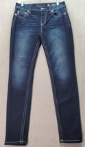 Miss Me Jeans Women&#39;s Sz 31 **Read** Dark Blue Denim Embroidered Easy Skinny Leg - £32.71 GBP