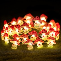 Mushroom Decor Lights 10 ft 40 LEDs Mushroom Lights Battery Powered Mushroom Nig - £25.04 GBP