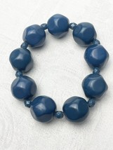 Vintage Chunky Stretch Facetted Blue Bead Bracelet - €3,06 EUR