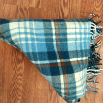 Pendleton 100% Pure Virgin Wool Blacket Blue Plaid 61 X 52 - $49.97