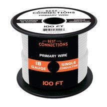 18 Gauge Car Audio Primary Wire (100FtWhite) Remote, Power/Ground Electrical - £17.29 GBP