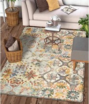 The Lahome Floral Medallion Collection Area Rug - 4&#39; X 6&#39; Non-Slip Distressed - £54.25 GBP