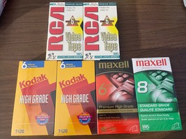 Lot Of 6 Blank Sealed VHS T-120 Tapes Maxwell, Kodak, RCA - $24.75