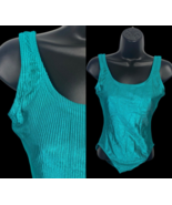 Vintage Swimsuit Size 12 White Stag Ribbed Open Back One Piece Teal Blue... - $95.72 CAD