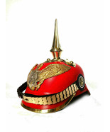 Red German Pickelhaube Helmet Leather Pickelhauben Imperial Prussian Helmet - £142.71 GBP