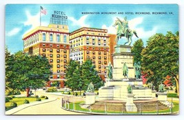 Postcard Richmond VA Washington Monument Hotel Richmond Unposted - £3.55 GBP