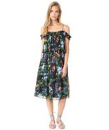 Club Monaco Oversized Silk Lined Tiered Floral Stretch Navy Dress, Size ... - €52,58 EUR