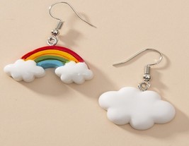 Rainbow Cloud Earrings, White Cloud Earrings, Celestial Earrings, Cloud Miniatur - £21.05 GBP