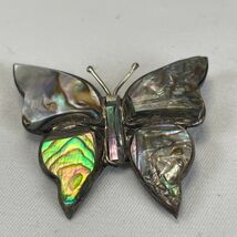 Sterling Silver Abalone Shell Inlay Butterfly Brooch Pin  1-1/2" W x 1-1... - $11.75