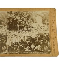 Antique Stereoscope Card New York Vets Parade Photograph Photo - £11.00 GBP