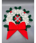 Vtg 80s Handcrafted Plastic Canvas Christmas Wreath Retro Decor - $12.09