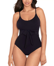 SkinnyDippers by Miraclesuit Sz L Kate Swimsuit Black One-Piece Slimming $124! - £50.61 GBP
