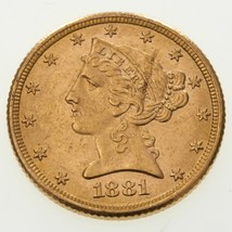 1881-S US Gold Liberty Half Eagle in Choice BU Condition! Great US gold - £631.26 GBP