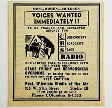 1945 WW2 German-USA Voice Training Advertisement D&#39;Amici Studio Radio NY... - $369.57 MXN