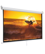 119&quot; 1:1 Projection Projector Screen Home Hd Movie Matte White Manual Pu... - £78.95 GBP