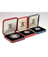 1991-1993 Großbritannien 50 Pence &amp; Ein Pfund Silber Beweis &amp; Piedfort M... - $3,185.52 MXN