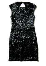 NWT Rachel Zoe Knott in Black Faux Vegan Leather Sequin Open Back Dress 6 $495 - £51.95 GBP