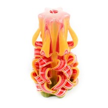 Large Candle Hand Carved Wax Thick Unique Vivid Red Orange Tall Pillar Romantic - £20.46 GBP