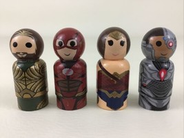 Justice League DC Comics Wooden Mini Figures Aquaman Pin Mate Set Bif Ba... - £11.72 GBP