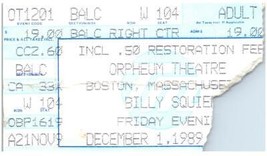 Vintage Billy SQUIER Ticket Stub Décembre 1 1989 Boston Ma ORPHEUM Theatre - £33.09 GBP