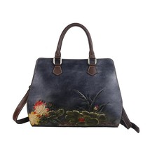 Handmade First Layer Cow Leather Women Bag 2022 New Vintage Embossing Shoulder B - £100.17 GBP