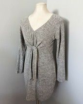 Altar&#39;d State Sweater Dress Gray Stretchy Knotted Tie Front Long Sleeve ... - £19.82 GBP