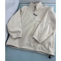 Vintage LL Bean Women&#39;s Fleece Cream White Pullover Sweater Jacket 1/4 Z... - £19.33 GBP