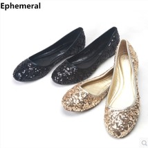Lady Sequined Cloth Bling Dancing Shoes Ballet Comfortable Loafers Autumn Round  - £24.69 GBP
