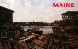 Chrome Postcard ME F388 Maine Bass Harbor Mount Desert Island Lobster Traps - £3.69 GBP