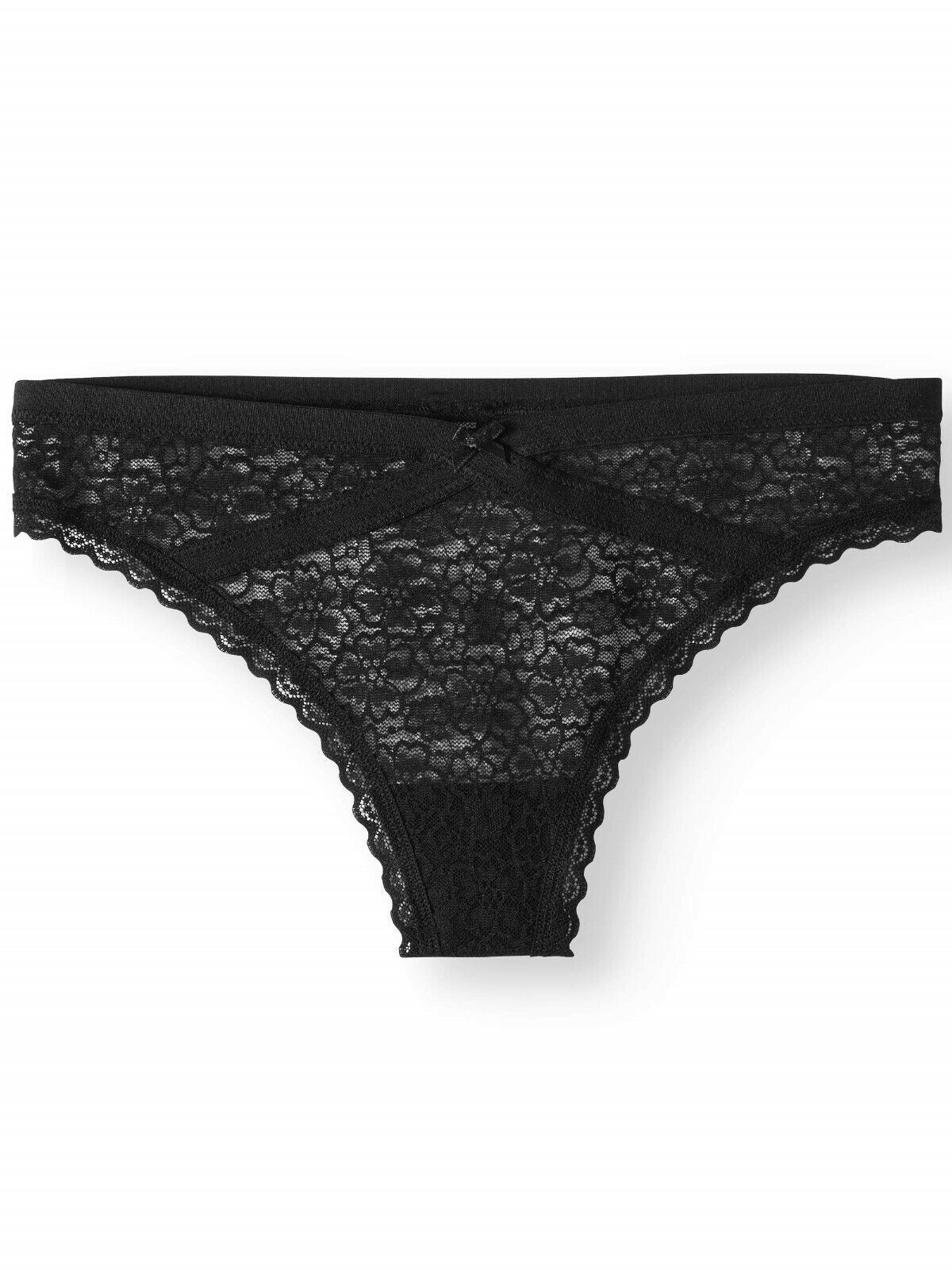 No Boundaries Women&#39;s Lace Thongs Mock Split Waist Black Size XXL 1 Pair - $9.74