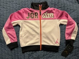 NWT Nike Air Jordan Toddler Girls Tracksuit Jacket ONLY Sz 3T Pink White Black - £23.35 GBP