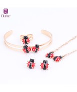 Fashion Girl Jewelry Lovely Ladybug Children Necklace Bangle Earring Rin... - £17.45 GBP