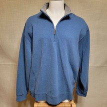 Orvis Men’s Size Extra Large XL Long Sleeve 1/4 Zip Pullover Sweater Blue Cotton - £14.61 GBP