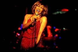 Tina Turner in red sequined dress sings in concert 4x6 inch photo - £3.85 GBP